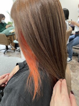 ヘアーディア みどり店(Hair...DiA) アッシュベージュ×オレンジイヤリング