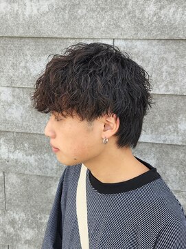 ニアウ 伊勢崎連取店(Niau) 波巻きツイストスパイラルパーマメンズマッシュショートウルフ