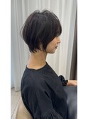 前髪あり耳掛け丸みくびれショートボブ20代30代40代50代(蘭)A1