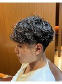 銀座　理容室　テーパーフェード　ナチュラルパーマ