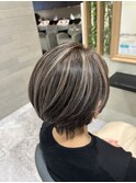 ハイライトショートボブ＠30代40代50代60代