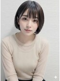 earthショートレイヤーボブミルクティー丸みショートボブ