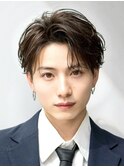 フェザーパーマビジネスツーブロックセンターパート耳掛け