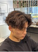 海外風アップバングスペインカール×テーパーフェード！