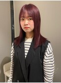 福井　カシスピンク　ダブルカラー　学生　髪質改善　艶髪