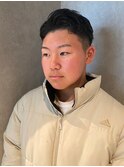 爽やか アップバング モテ髪 黒髪 メンズショート 眉カット
