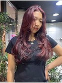 ブリーチなし◎ワインレッド×海外風レイヤーカット【多田華歌】