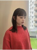 ぱっつん前髪 オリーブカラー グレージュ 春カラー HR-91