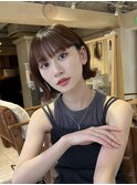 切りっぱなしボブエアリーロング美髪ピンクブラウン