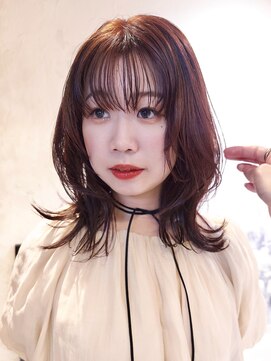 ボコカ(bococa) 【macana指名】ブリーチ無し暖色ミディアムレイヤーカットピンク