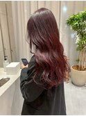 ブリーチなしダブルカラー深みレッドカラー