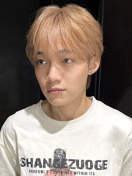 サンクマーケット 渋谷(cinq MARKET) メンズブリーチマッシュハイトーンダブルカラーベージュカラー.