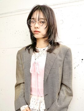 ウルフレイヤー　鎖骨レングス　パーマ　渋谷kAZU