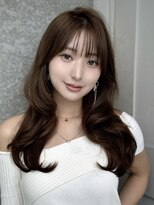 ロンド メリー 大宮(Lond merry)&nbsp;ダークアッシュブラウンミディアムレイヤー韓国巻き顔周りカット