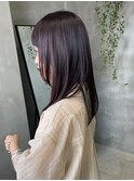 ミディアムレイヤー　暖色　暗髪　紫　パープル