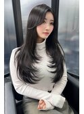 アッシュカラーザクザクレイヤーカット 【韓国ヘア 大阪 梅田】