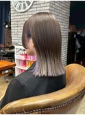 デザインルーツカラー/ラベンダーアッシュ/切りっぱなしスタイル