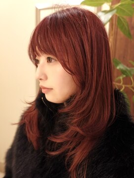 ビュートリアム265(BEAUTRIUM 265) ロングレイヤー 顔まわりカット ダブルカラー ローズカラー