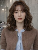 ノラ シブヤ(NORA)&nbsp;小顔ミディアムパーマミディアムデジタルパーマボブパーマ前髪