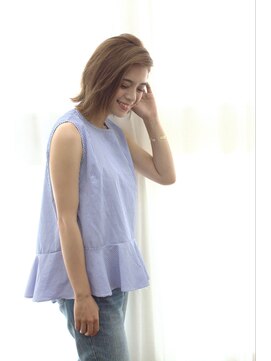 バグズ ヘアデザイン 桔梗が丘店(Baguz HAIR DESIGN) ニュアンスボブ×アップバング×くびれヘア