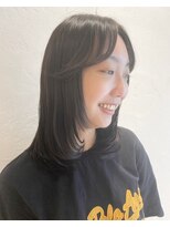 アロマ ヘアー ルーム 新宿店(AROMA hair room)&nbsp;グレージュカラーレイヤーミディ斜めバング/新宿/新宿西口