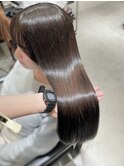 ロングレイヤー/暗髪グレージュ/アッシュグレー/赤み消し