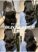 艶々オリーブグレージュ6トーンワンホンレイヤー