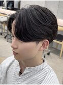 原宿フェザーパーマニュアンスパーマメンズカットセンターパート