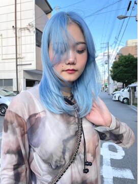 レイム(LAME) バレイヤージュハッシュカットグラデーションカラーウルフカット