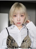 ブロンド顔周りレイヤーボブ_F21533