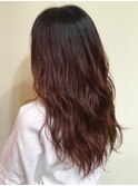 レッド×バレイヤージュ