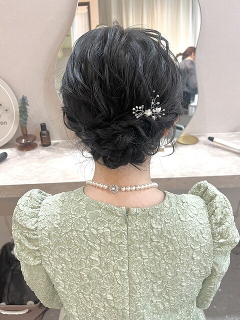 ショートヘアから☆ふわふわお呼ばれアップスタイル