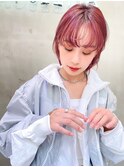 愛されショートボブ×チェリーピンク
