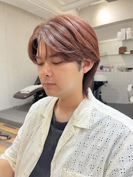 クラップス 杉田店(CLAPS) メンズマッシュウルフ/け流れパーマ/レッドカラー/韓国風ヘア