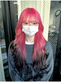 コットンピンク デザイン エンドグラデーション ルーツカラー