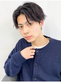 爽やかナチュラルパーマセンターパート清潔感アッシュカラー