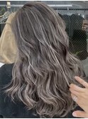 F57 ハイライトバレイヤージュ白髪白髪ぼかしレイヤーカット