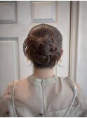 上品シニヨンアレンジ/編み込みまとめ髪/大人エレガントヘア