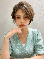 アフロート エル 錦糸町(AFLOAT L) 耳かけショートボブ似合わせカット30代40代チェリーブラウン