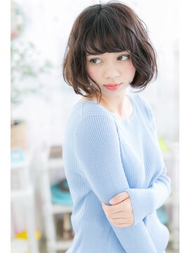 ミック ヘアアンドメイク アップ 駒込店(miq Hair&Make up) くせ毛風前髪カール★フレンチガーリーミディアムボブa1