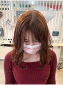 ■ミディアム　ラブウェーブ　ピンクブラウン