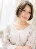 mod's姪浜/横顔美人ペールベージュ前下がり美髪ぶつ切りボブf