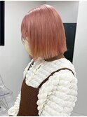 3062ピンクブロンドスローカラーカシスピンク切りっぱなしボブ