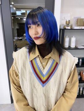 ペレ 渋谷(PELE) 黒髪／グレーベージュ/レイヤーロング/前髪パーマ／渋 谷