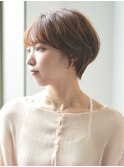 切りっぱなしショート・ボブ/絶壁解消/前髪なし/20代/30代/丸顔