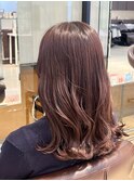 ミディアムヘア ピンクベージュ