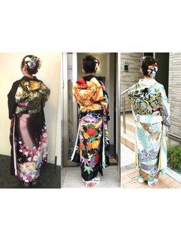 袴/留袖/七五三/成人式のご予約受付中。ヘアセットと着付けはお任せ◎プロの技術で着崩れしにくく快適♪