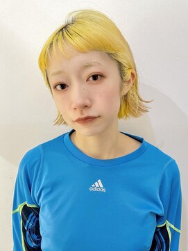 テトラ バイ ネオリーブ 横浜西口店(tetra by neolive) イエローカラー切りっぱなしボブ横浜 成田