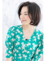 ヘアアンドビューティー ミック(Hair & Beauty miq)&nbsp;大人ピュア*かきあげ前髪アシンメトリー黒髪ボブディa