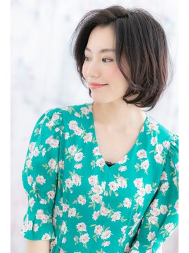 ヘアアンドビューティー ミック(Hair & Beauty miq) 大人ピュア*かきあげ前髪アシンメトリー黒髪ボブディa